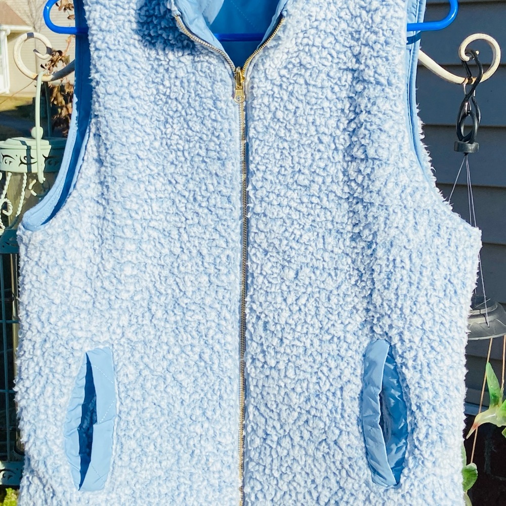 💙SkyBlueVest🦋Sz-(M) LoveTree Reversible Vest w/4 Pockets Both Sides-Runs Small⚠️ - Picture 3 of 16